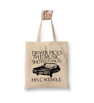 Supernatural Driver Picks The Music Bez Çanta Uzun Saplı Alışveriş Çantası Plaj Çantası (Beyaz)