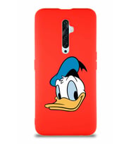 Oppo Reno 2Z Soft Premier Kapak Donald Duck-B Tasarımlı Silikon Kılıf - Kırmızı (Şeffaf)