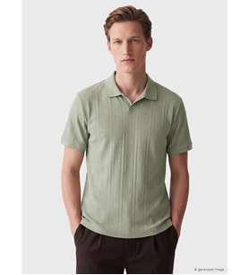 LC WAIKIKI Yeşil Polo Yaka Dokulu Erkek Tişört