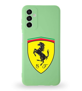 Samsung Galaxy M13 Uyumlu Lansman Kılıf. Altı Kapalı İçi Kadife  Ferrari Tasarımlı Silikon Kapak (Şeffaf)