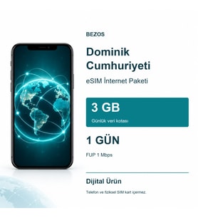 Northcity Dominik Cumhuriyeti eSIM İnternet Paketi Günlük 3 GB 1 Gün - FUP 1 Mbps