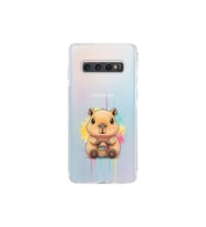 Samsung Galaxy S10 ile Uyumlu Splash Kapibara Tasarımlı Şeffaf Silikon Kılıf
