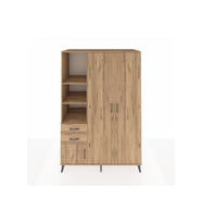 Kronos Dolap 5 Raflı 2 Çekmeceli Tek Askılı 132x59x195 Çam-Çam/Çam