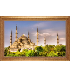Çerçeveli Paspartulu Manzara Tablo bm1065 (Gold)