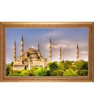 Çerçeveli Paspartulu Manzara Tablo bm1065 (Gold)