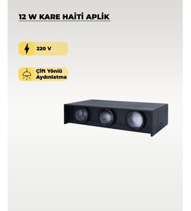 Haiti Led Aplik Siyah Kasa 3200K Sarı Işık
