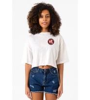 One Piece Anime Ninja Org. N.S Beyaz Kırçıllı Kadın Crop Tshirt