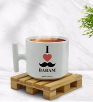 BK Gift Kişiye Özel Babamı Seviyorum Tasarımlı T Kulplu Beyaz Middle Kupa Bardak-1
