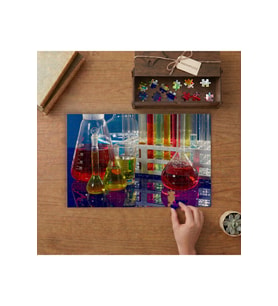 Deney Şişeleri - Kimya - Laboratuvar Tasarımı 240 parça Ahşap Puzzle Ahşap Kutuda MP10356