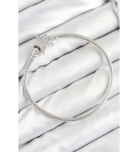 Pirinç Charm Zirkon Taşlı Yıldız Model Gümüş Renk Kadın Bileklik 5886