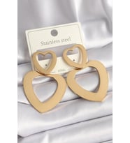 316L Çelik Gold Renk Kalp Model Kadın Küpe 5886