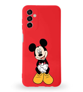 Samsung Galaxy M13 Uyumlu Lansman Kılıf Altı Kapalı İçi Kadife  Mickey Mouse-A Tasarımlı  Kapak (Şeffaf)