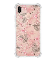 PrintiFy Huawei P20 Lite Uyumlu Köşe Korumalı Floral Kırmızı Tasarımlı Şeffaf Silikon Kılıf