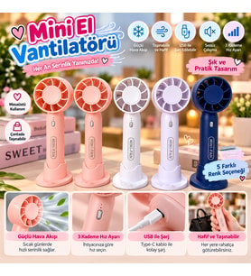 USB Şarjlı, 3 Kademeli, Taşınabilir ve Masaüstü Fan