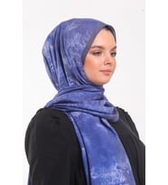 Eskitme Desen Modal Seri Şal Eşarp Askısı ile Birlikte 75x200 cm Lacivert-75x200