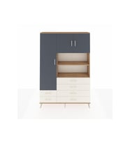 Arges Dolap 8 Raflı 6 Çekmeceli 3 Kapaklı 132x30x195 Çam-Antrasit/Aytaşı