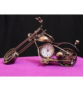 Kişiye Özel Metal Motosiklet Tasarımlı Klasik Masa Saati - Retro Motorcu Ofis Masa Üstü Saati