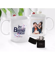 BK Gift Kişiye Özel Babalar Günü Hediyesi Fotoğraflı Kupa Bardak ve Benzinli Çakmak Seti-56 (Model 1)