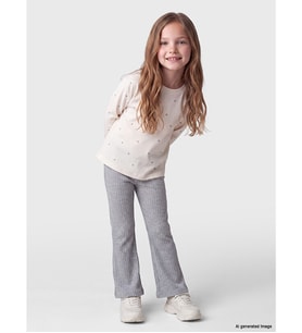 LCW Kids Gri Kız Çocuk Ribana İspanyol Paça Tayt