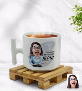 BK Gift Kişiye Özel Kadın Nihayetinde Karikatürlü T Kulplu Beyaz Middle Kupa Bardak-2