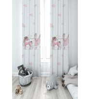 MEKTA HOME BEBEK VE ÇOCUK ODASI Balerin ve Unicorn Kız Desenli Pembe 2 Kanat Fon Perde