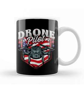 American Flag Drone Pilot Patriotic USA Kupa Bardak Porselen