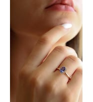 Ametist Taşlı Rose Gold Pırlanta Yüzük