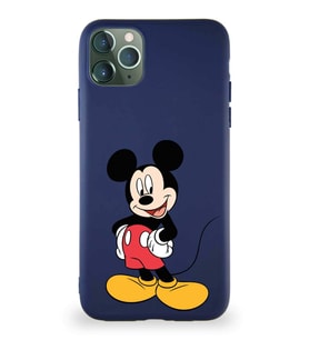 Apple iPhone 11 Pro Max Soft Premier Kapak Mickey Mouse-E Tasarımlı Silikon Kılıf - Lacivert (Şeffaf)