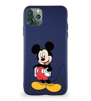 Apple iPhone 11 Pro Max Soft Premier Kapak Mickey Mouse-E Tasarımlı Silikon Kılıf - Lacivert (Şeffaf)