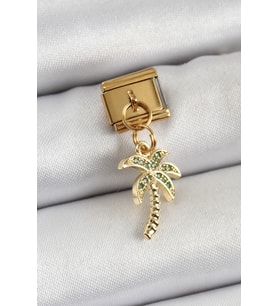 316L Çelik Sallantılı Zirkon Taşlı Palmiye Ağacı Model Gold Renk Nomination C - SSSSSS8850-7