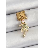 316L Çelik Sallantılı Zirkon Taşlı Palmiye Ağacı Model Gold Renk Nomination C - SSSSSS8850-7