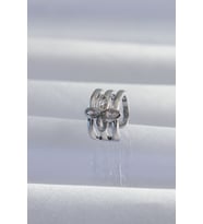 Pirinç Gümüş Renk Yonca Earcuff Küpe - TJ-BKP9330