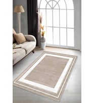 Bej Çerçeveli Kaymaz Tabanlı Makinede Yıkanabilir Halı AR529 - 100 x 160 cm