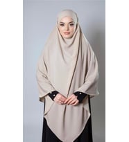 Bej Pratik Hazır Geçmeli Tesettür Eşarp Medine İpeği Bağcıklı Sufle Hijab 2301_12