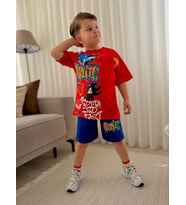 Cg Kids Sonic Erkek Çocuk Tshirt & Şort Alt Üst Takım Süper Kalite Şort Baskı Detaylı