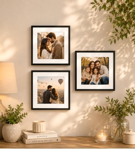 Kişiye Özel 3’lü Siyah Sök-Tak Çerçeve Fotoğraf Seti – Sevgili & Aile Temalı Duvar Dekoru