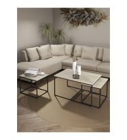 Orta Sehpa Ve Zigon Yan Sehpa Flora Set Traverten