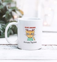 Kişiye Özel Meowy Christmas Tasarımlı Kupa Bardak (Beyaz)