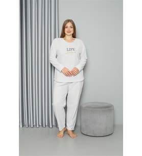 Akbeniz Welsoft Polar Kadın Büyük Beden Pijama Takımı 808050