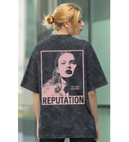 Taylor Swift Reputation Şarkıcı Sırt Baskılı Unisex Oversize Eskitme Yıkamalı Tişört