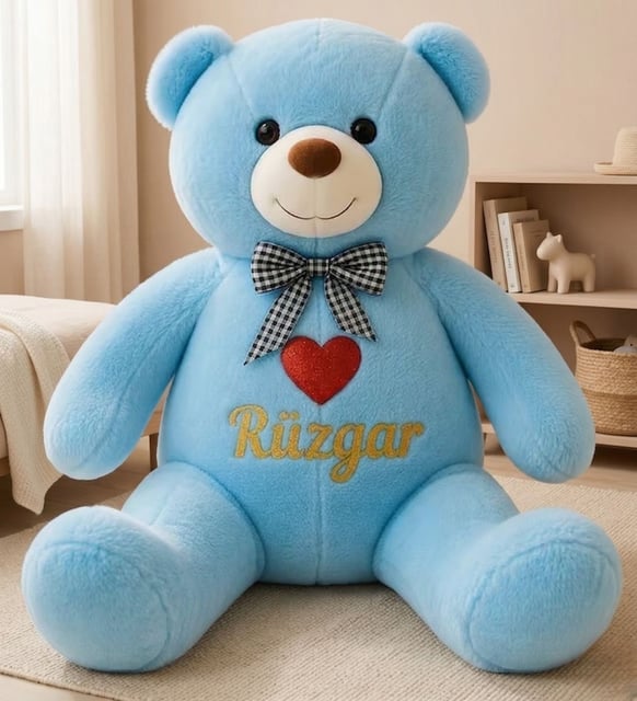 Kişiye Özel İsimli 90 cm Peluş Ayı  Sevgiliye, Kız-Erkek Çocuğa Doğum Günü & Özel Gün Hediyesi