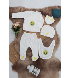 Sema Baby 5 Parça Gülen Surat Hastane Çıkışı Zıbın Seti 0-3 Ay
