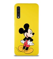 Samsung Galaxy A50S Soft Premier Kapak Mickey Mouse-D Tasarımlı Silikon Kılıf - Sarı (Şeffaf)
