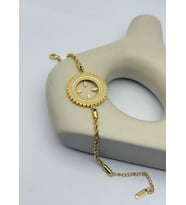 Çelik Gold Taşlı Tasarım Çeyreklik Bileklik - 26blk24