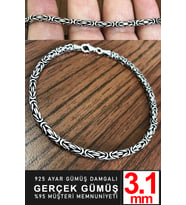 925 Ayar Gümüş Erkek KARE Kral Zincir Bileklik Künye Erkeğe Sevgiliye Hediye msb15 (Krem)