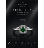 Sertifikalı Yeşil Topaz Taşlı Hürrem Model 925 Ayar Gümüş Pırlanta Yüzük