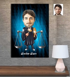 Kişiye Özel Karikatür Baskılı Ahşap Tablo Avukat Erkek-3 30x40