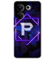 Tecno Camon 20 Pro 4G Kılıf HD Desen Baskılı Kılıf - Dark Neon Yaprak P Harfi