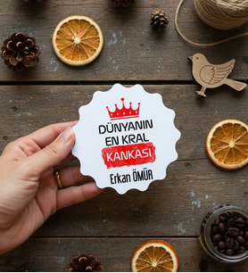 Kişiye Özel Kanka Tasarımlı Bardak Altlığı Doğum Günü Hediyesi (Bej)