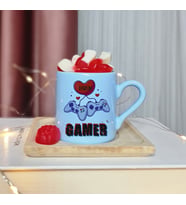 Gamer ( Oyuncu ) Tasarımlı Kişiye Özel Mavi Türk Kahvesi Fincanı
